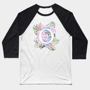 botanical monogram alphabet O hydrangea flowers Baseball T-Shirt